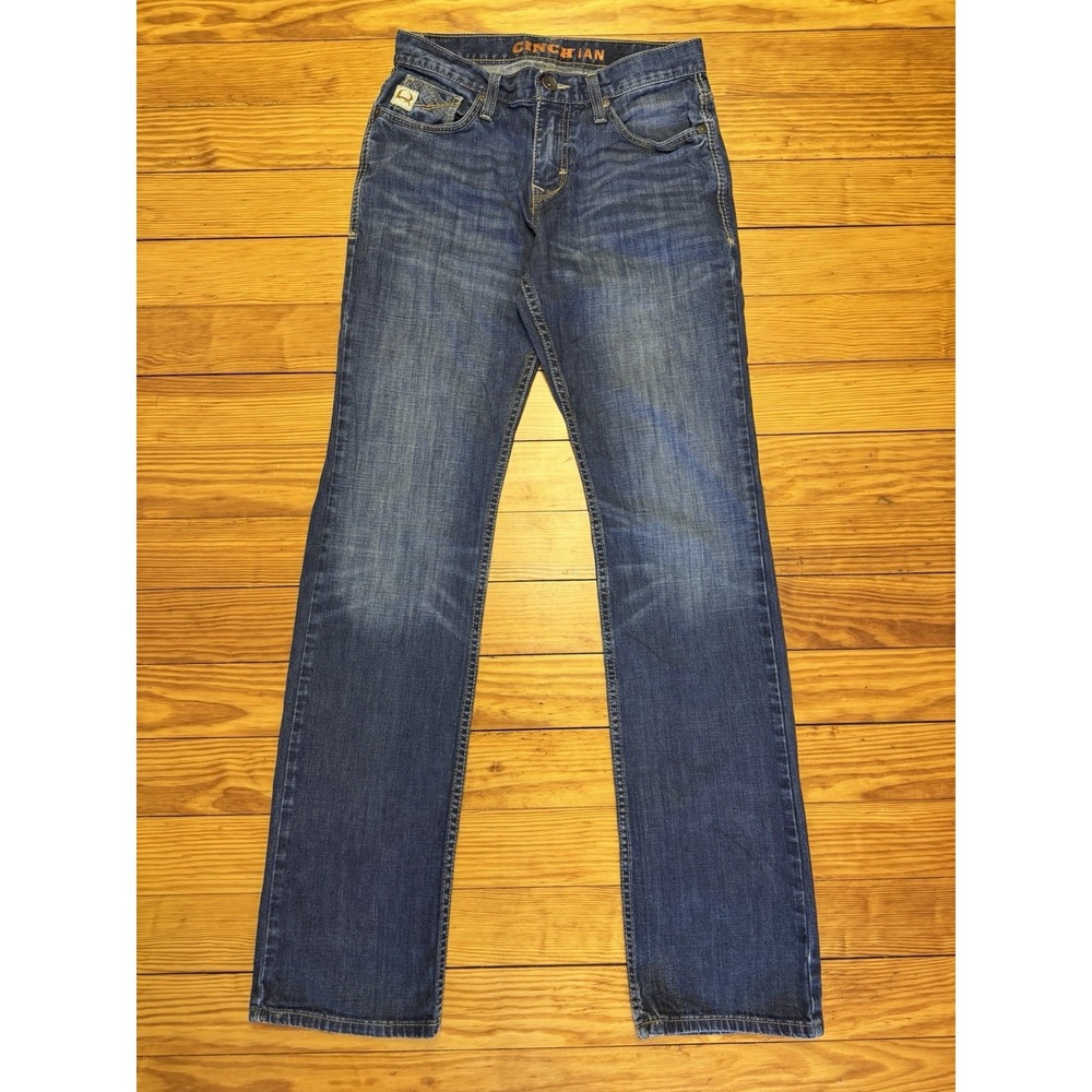 Cinch Ian Jeans Mens 29x36 Blue Bootcut White Label Stretch Denim Western Cowboy